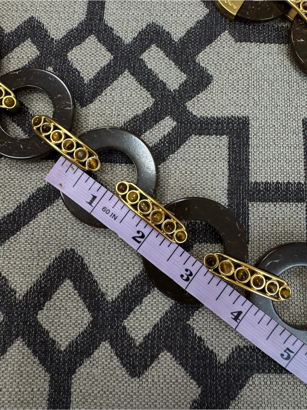NWT St John Tiger Eye Gold Link Brown Statement Belt Necklace - Picture 11 of 15